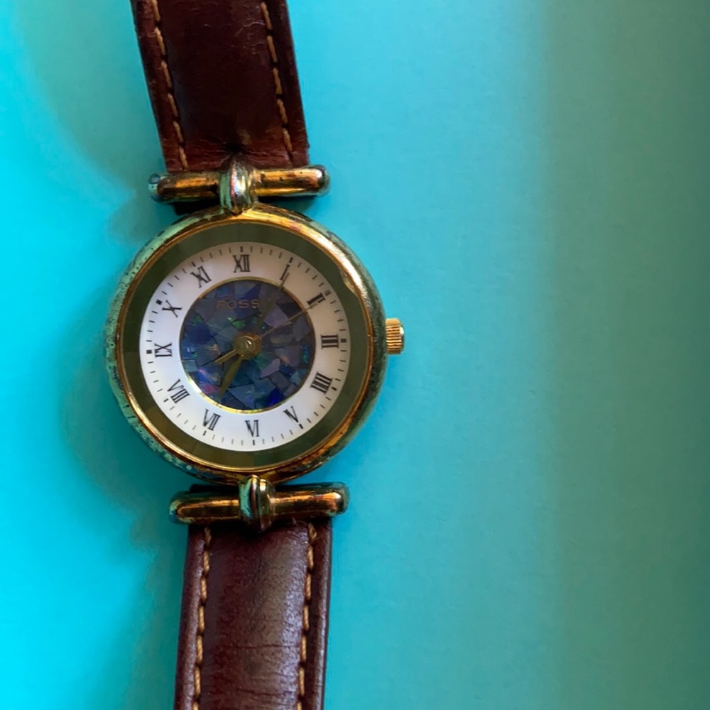 Vintage 1992 Fossil Shattered Abalone Watch
